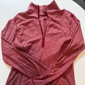 Lululemon Run Briskly 1/2 Zip Heathered Dark Sport Red